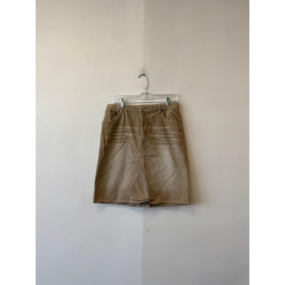VTG Aeropostale Skirt Juniors 7/8 31" Beige Corduroy Straight Knee Length Y2K